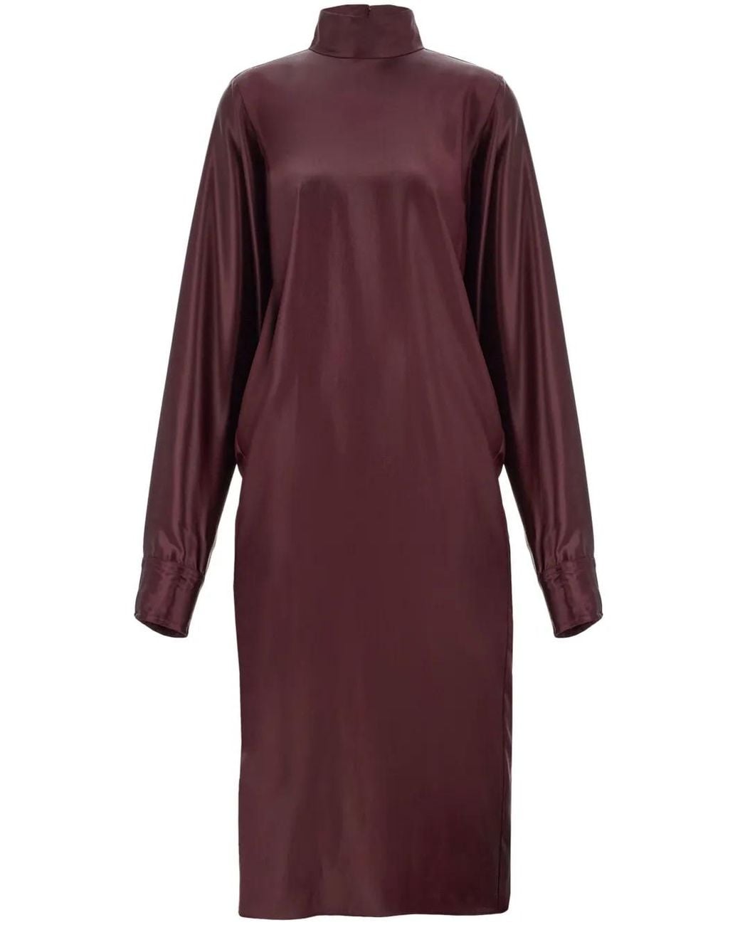 Ferragamo Purple Satin High Neck Dress