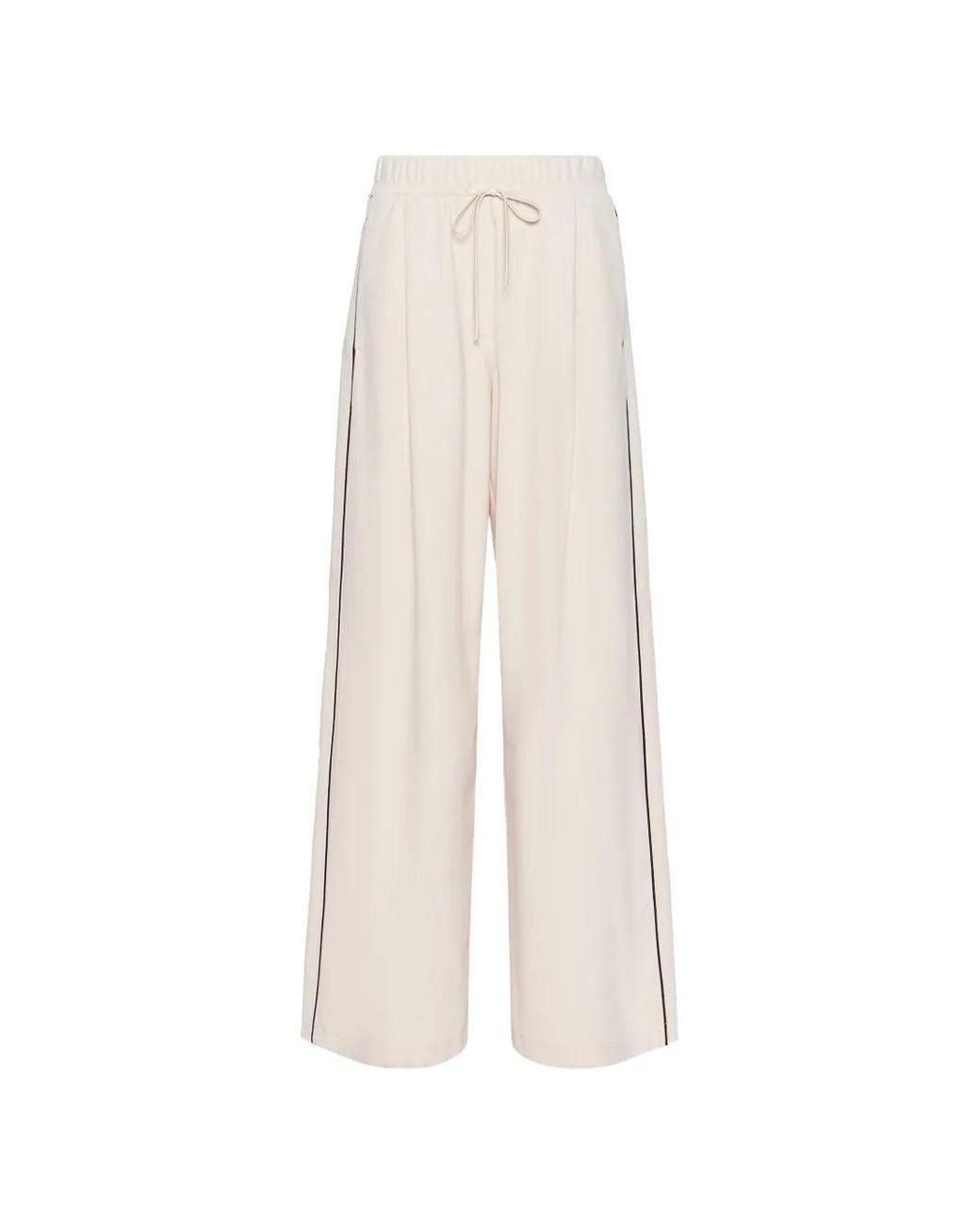 Weekend by Maxmara White Tie-Waist Side-Stripe Trousers