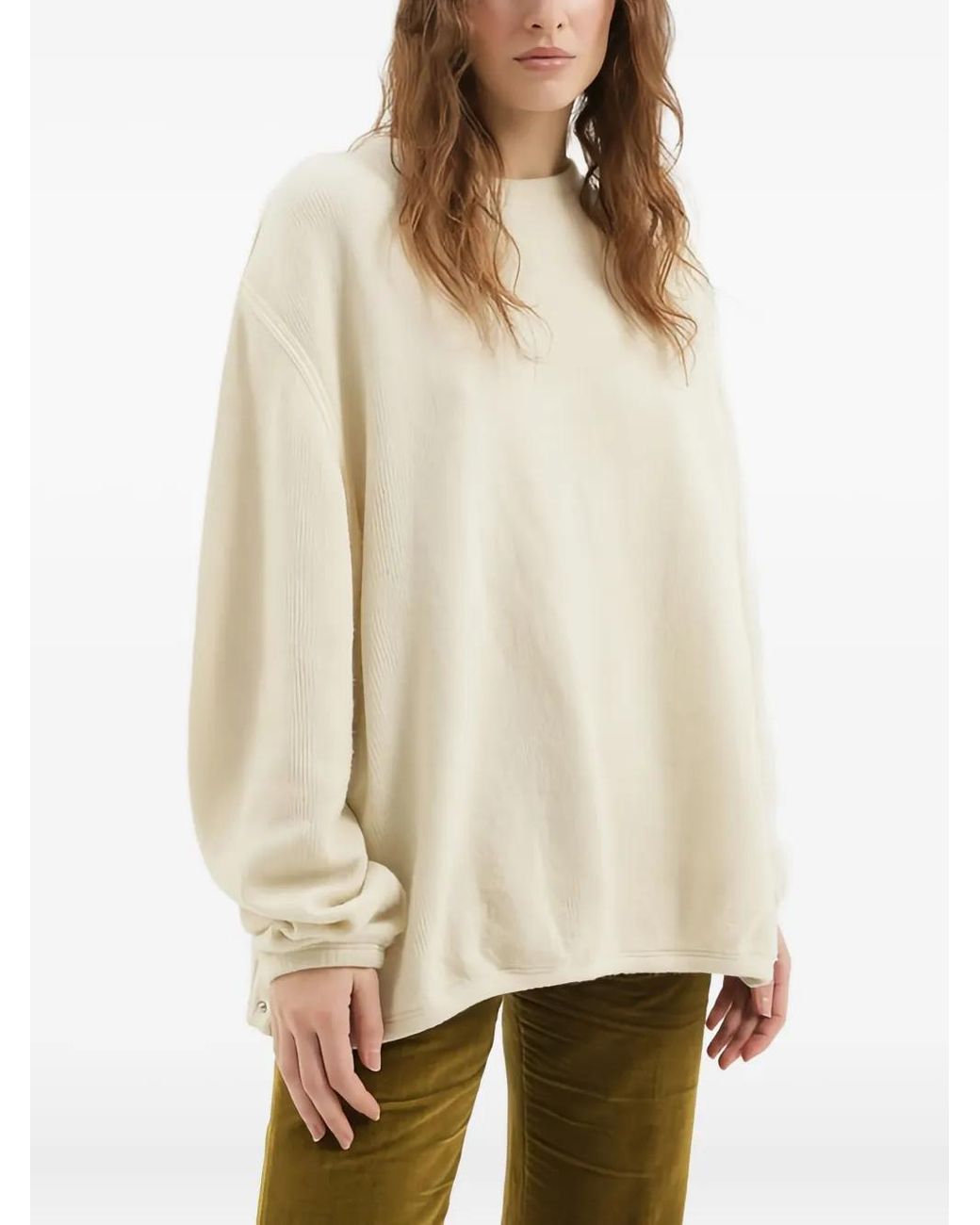 1989 STUDIO Natural Crew-Neck Press-Button Sweatshirt