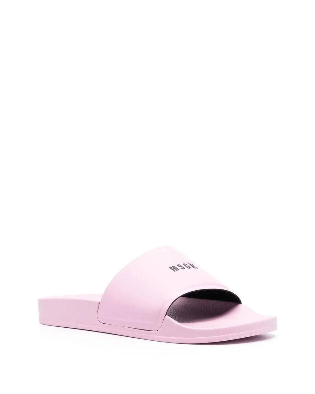 MSGM Pink Logo-Print Sliders