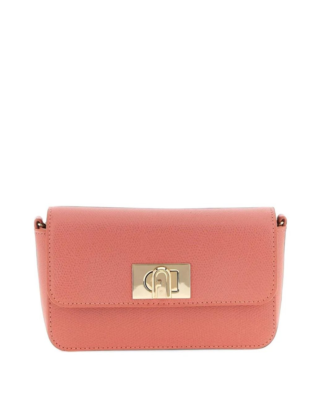 Furla Pink Grained Leather Crossbody Bag