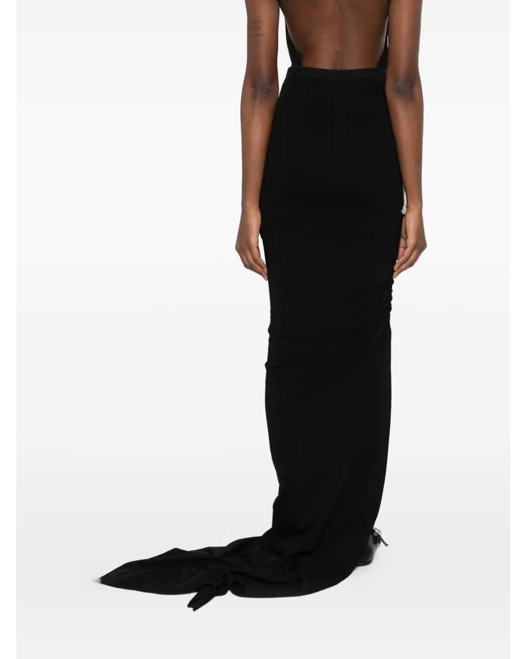 Rick Owens Black Drawstrings Maxi Skirt