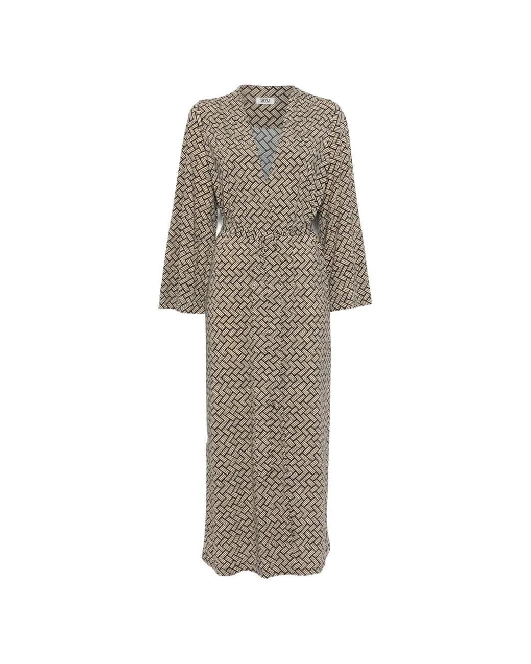 Siyu Natural Geometric-Print Wrap Coat