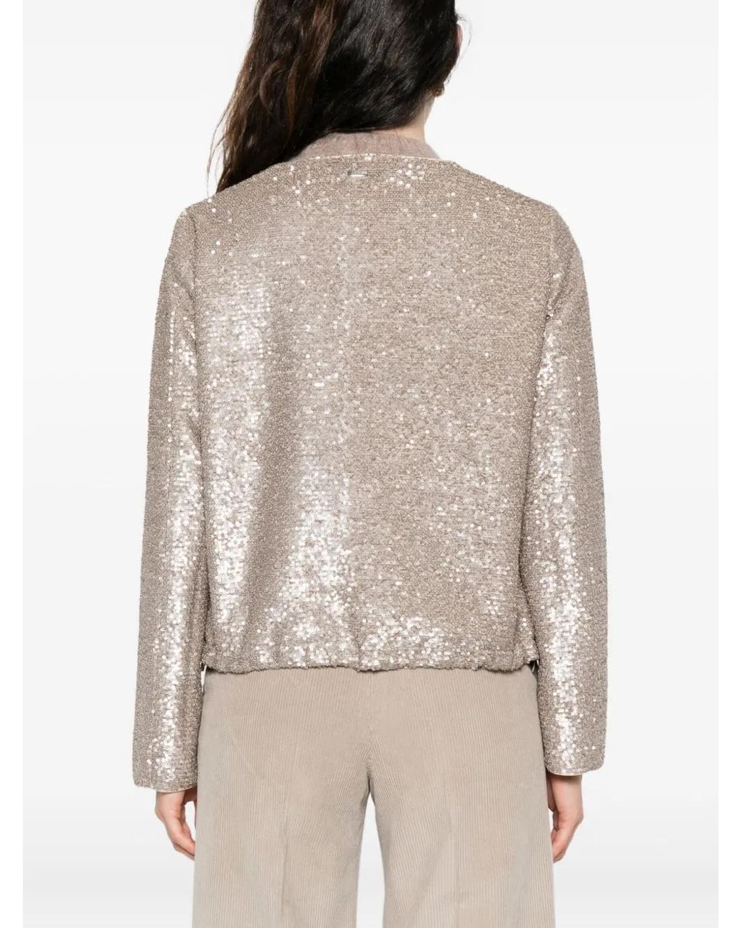 Herno White Sequinned Zip-Up Jacket