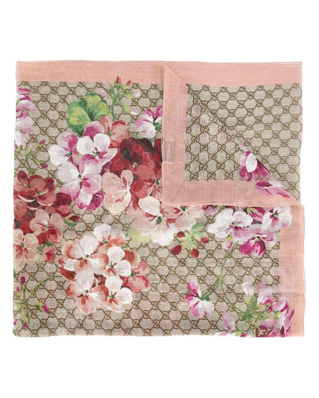 Gucci Interlocking GG Floral Scarf in Pink