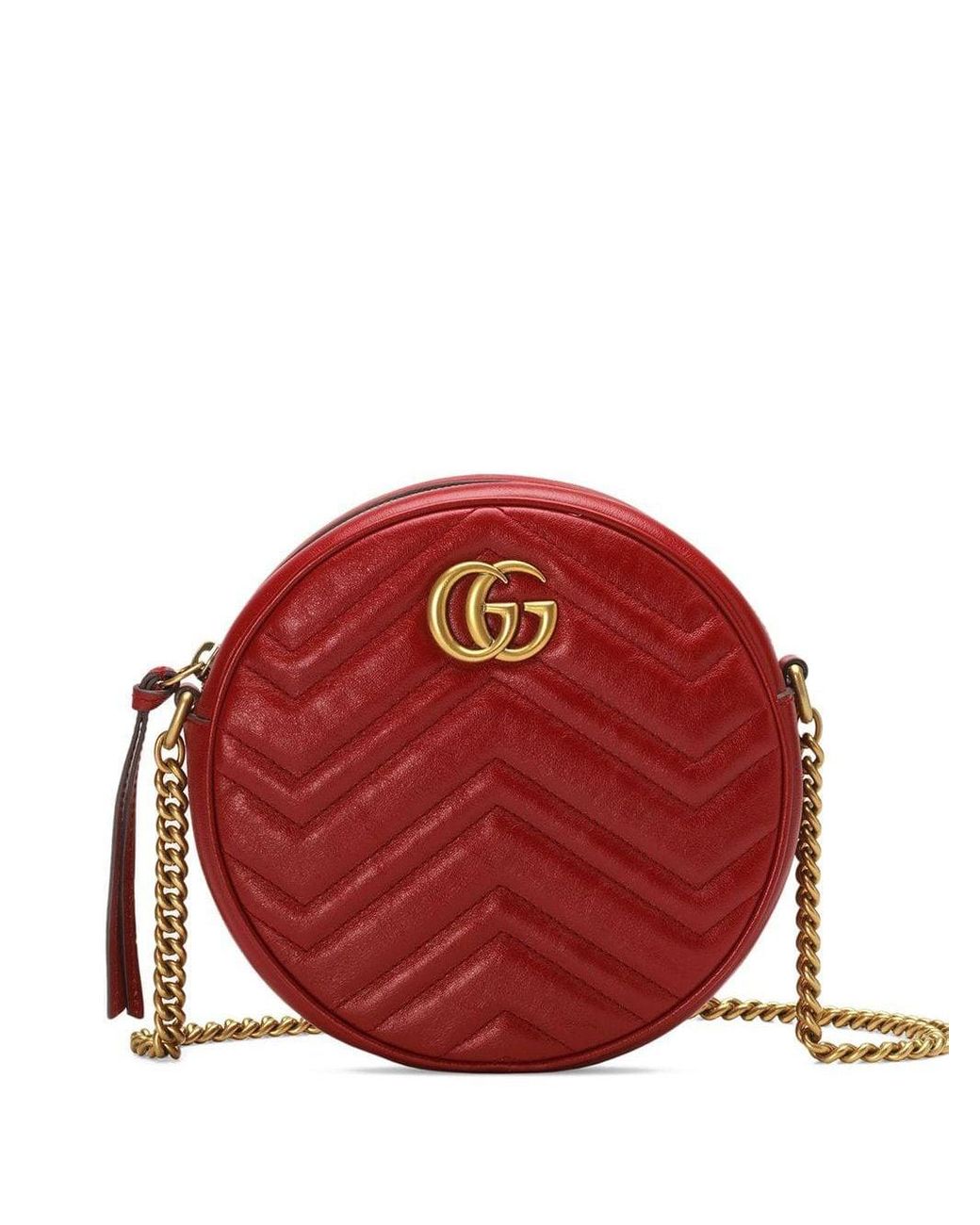 Mini borsa a spalla rotonda GG MarmontGucci in Pelle di colore Rosso - 11%  di sconto | Lyst