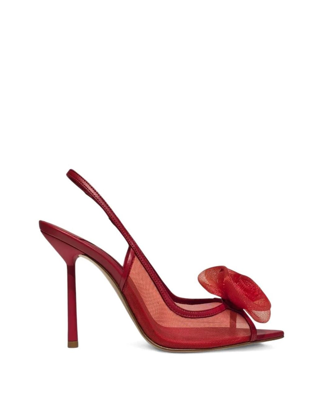 Le Silla Red Flower-Detail Heeled Sandals