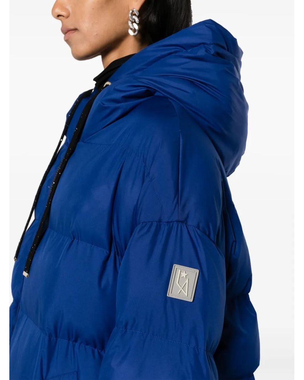 Lorena Antoniazzi Blue Hooded Zip-Up Padded Coat