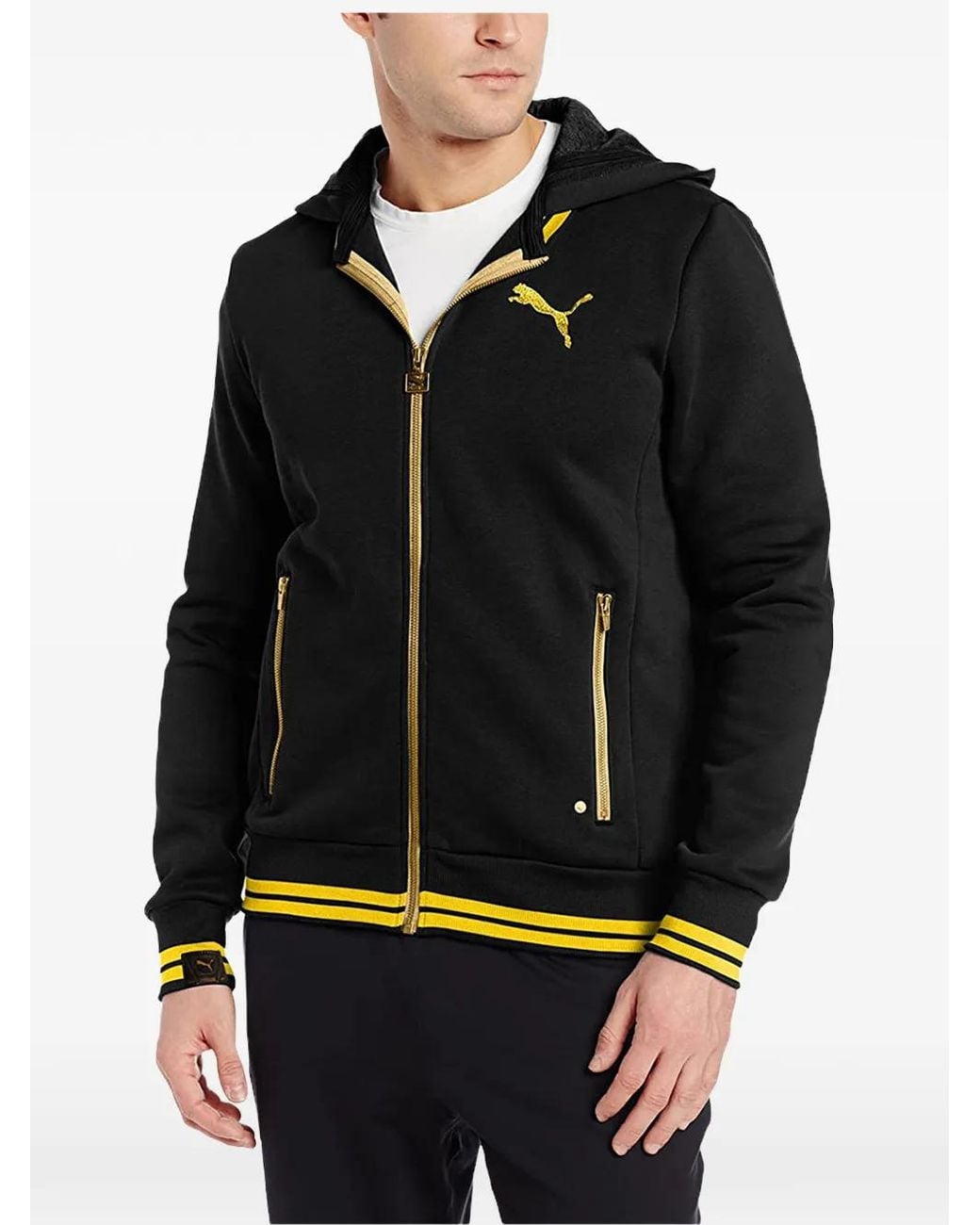 PUMA Black Logo-Print Zip-Up Sweatshirt for men