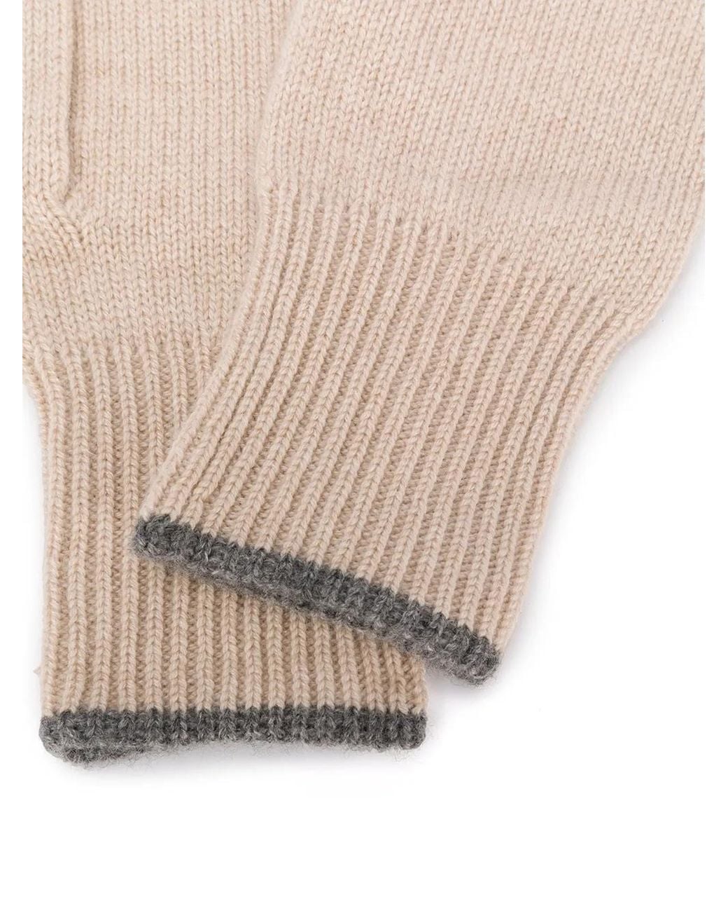 Brunello Cucinelli White Cashmere Gloves for men