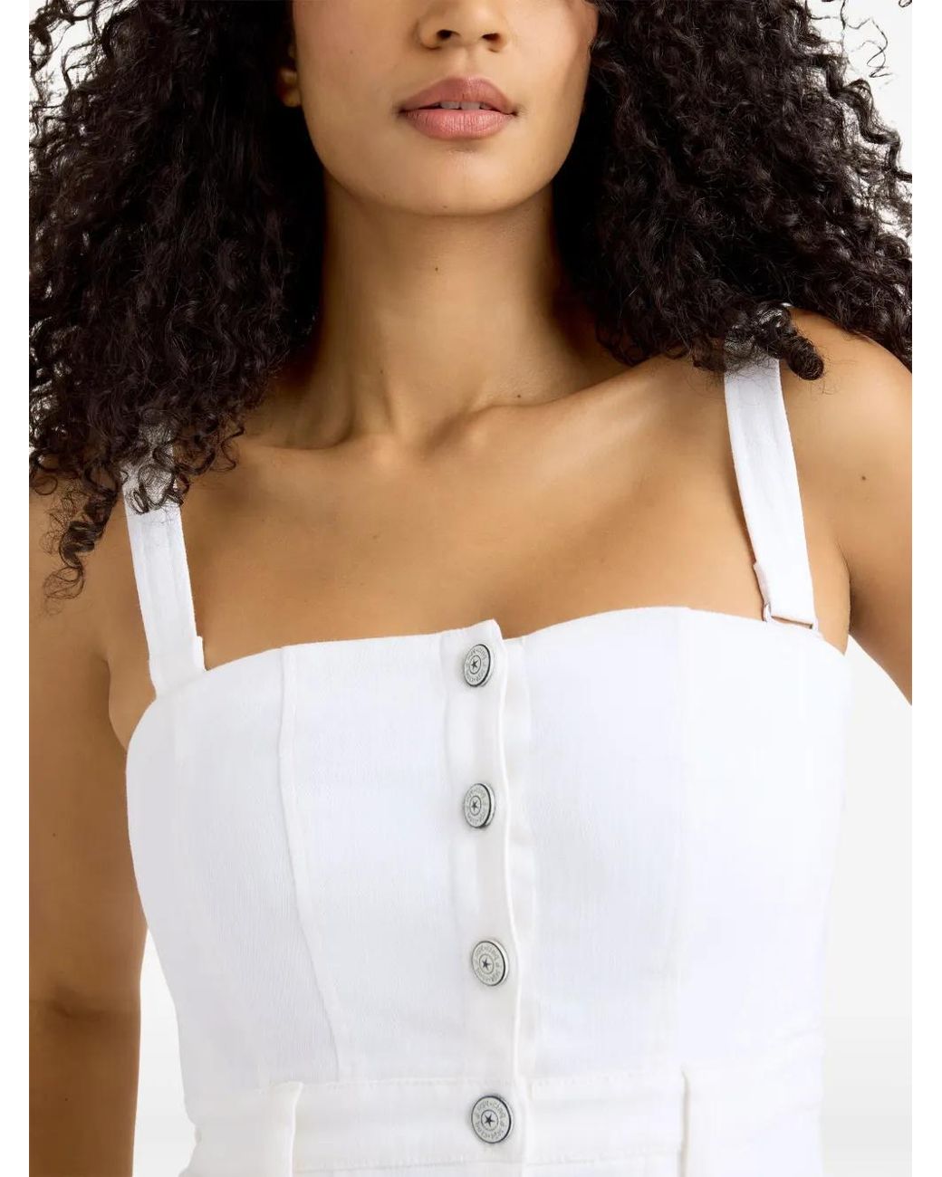 Cinq À Sept White Veena Denim Midi Dress