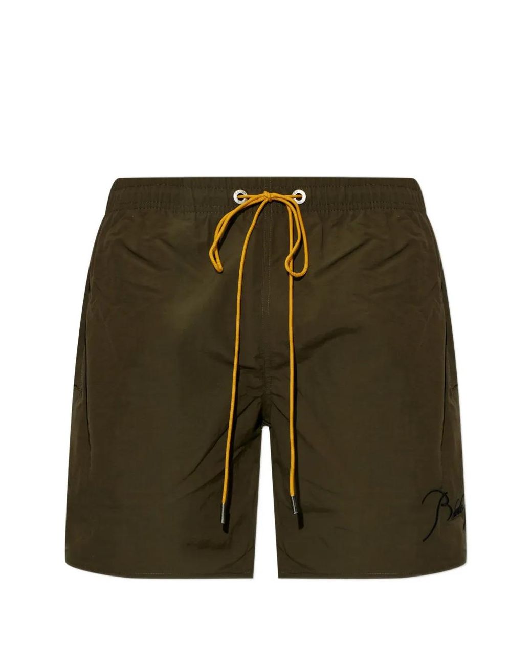 Rhude Green Drawstring Swim Shorts for men