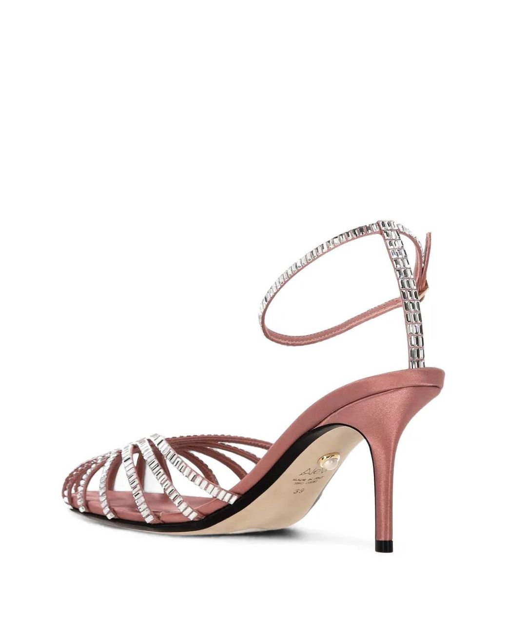 ALEVI Pink Penelope Crystal-Embellished Silk Sandals