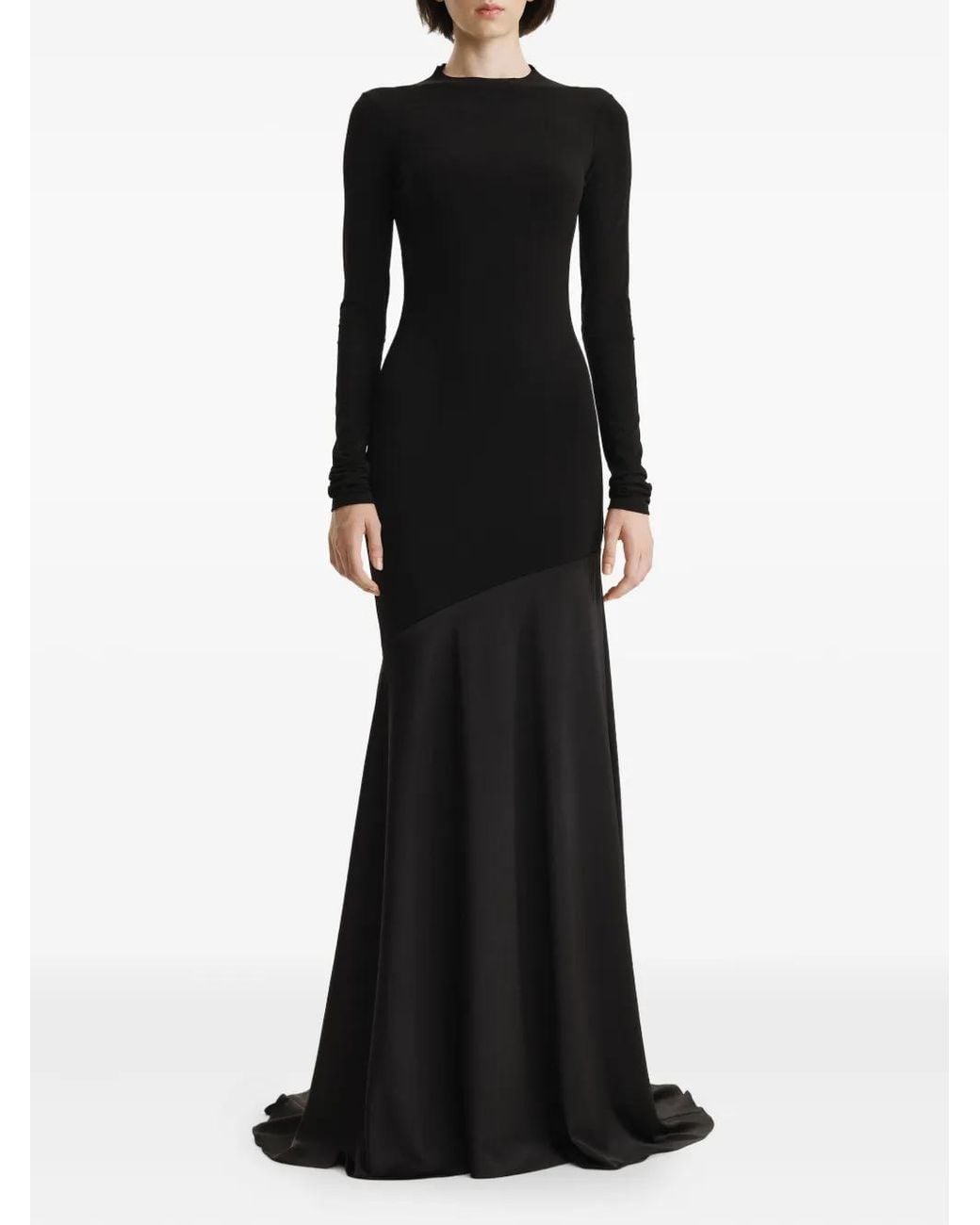 2310 STUDIO Black Long-Sleeve Fishtail Maxi Dress