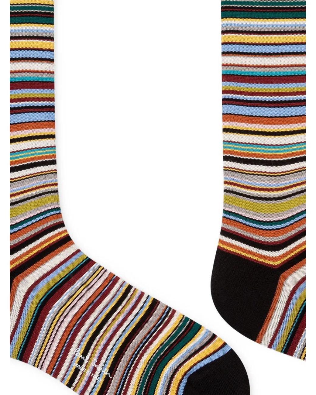 Paul Smith Black Multi-Striped Cotton Socks for men