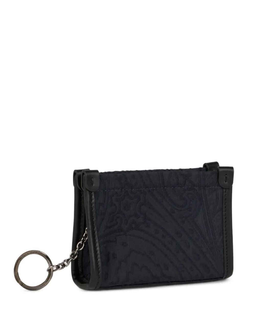 Etro Black Paisley-Pattern Leather-Trim Pouch Bag for men