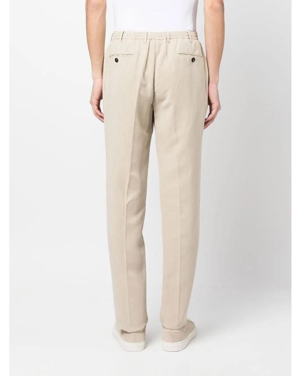 PT Torino Natural Pressed-Crease Straight Trousers for men