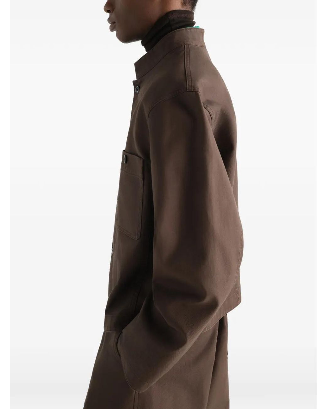 Lemaire Brown Stand-Collar Jacket for men