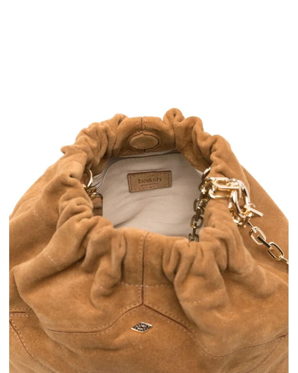 Ba&sh Natural June Ruched Chain-Link Mini Shoulder Bag