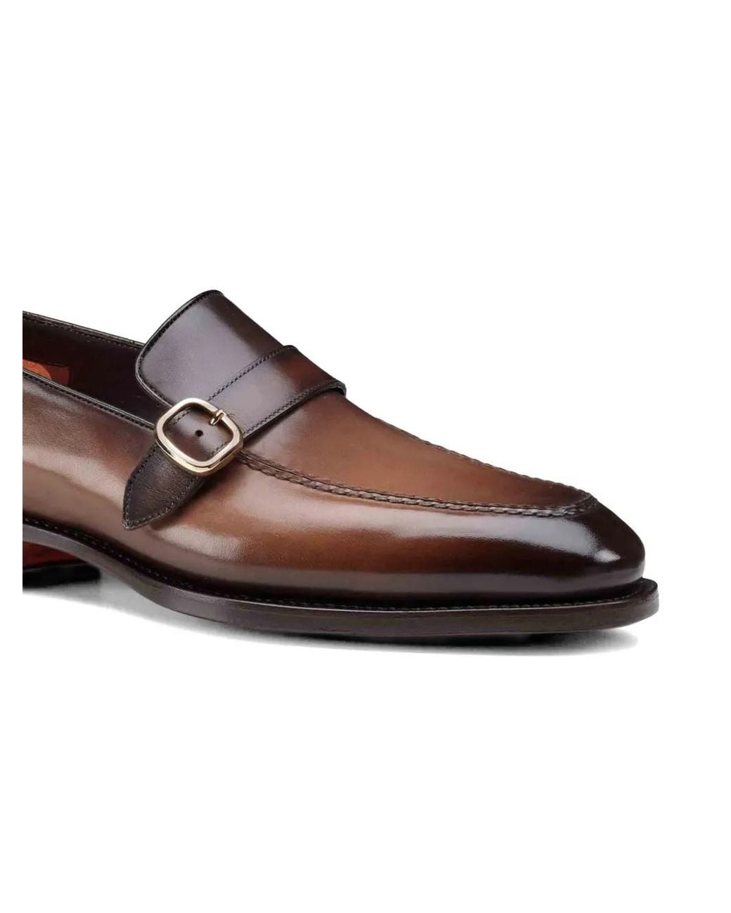 Santoni Brown Buckle-Fastening Leather Loafers for men