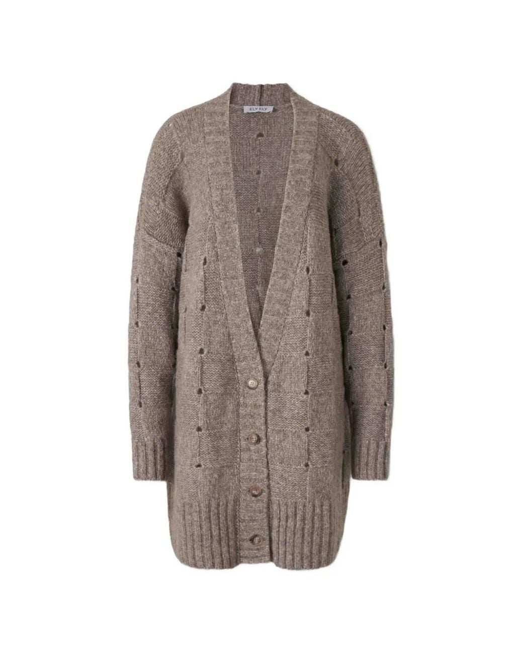 Cardigan A Quadri di ELY ELY in Brown