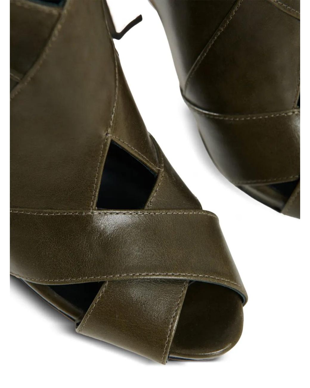 Essentiel Antwerp Green Peep-Toe Block-Heel Heeled Sandals