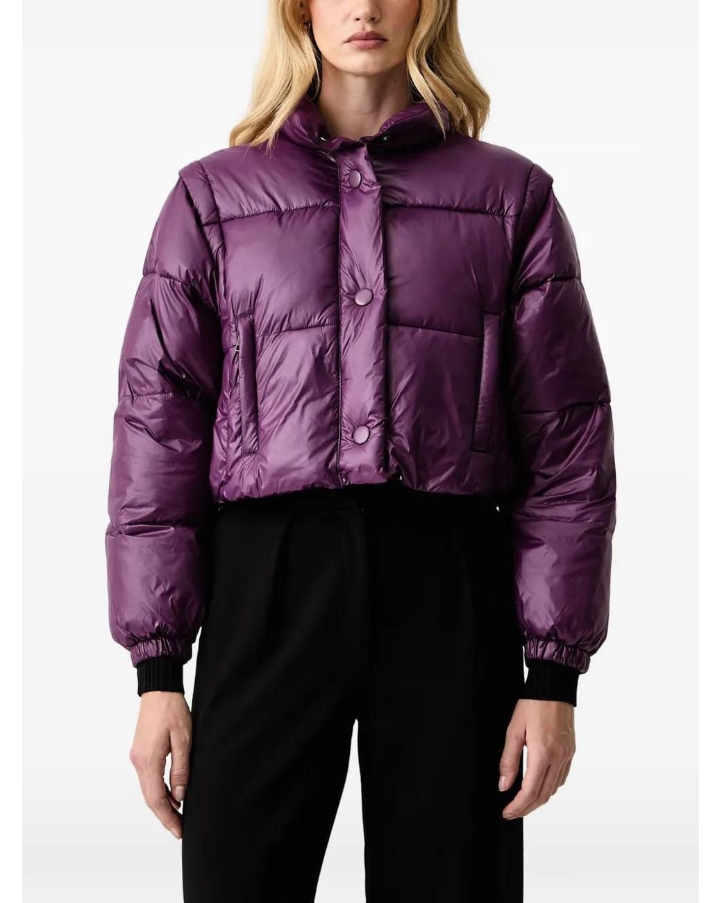 Silvian Heach Purple High-Neck Quilted Jacket