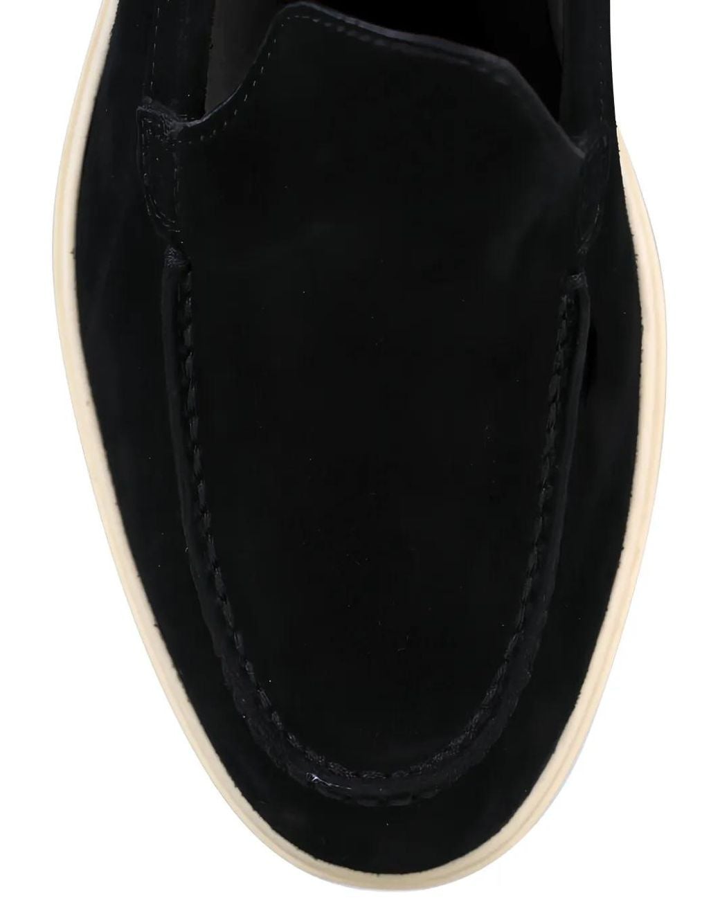 Santoni Black Loafer Aus Wildleder