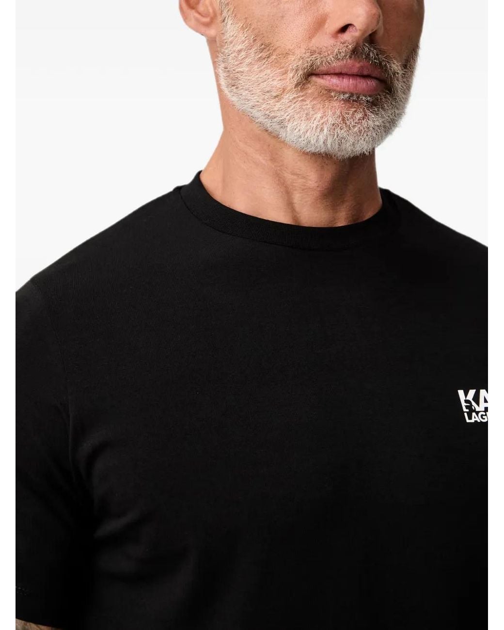 Karl Lagerfeld Black Logo-Print T-Shirt for men