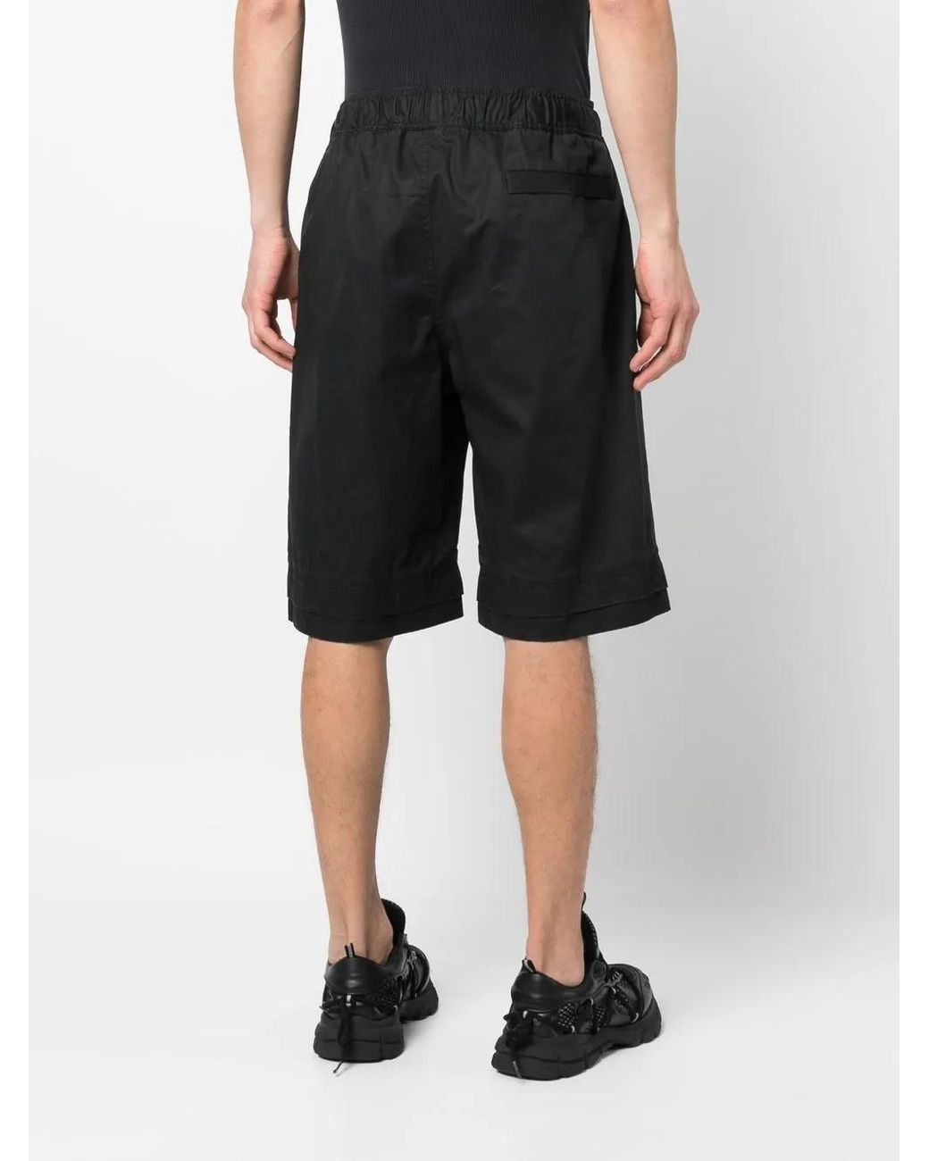 44 Label Group Black Embossed-Logo Knee-Length Shorts for men