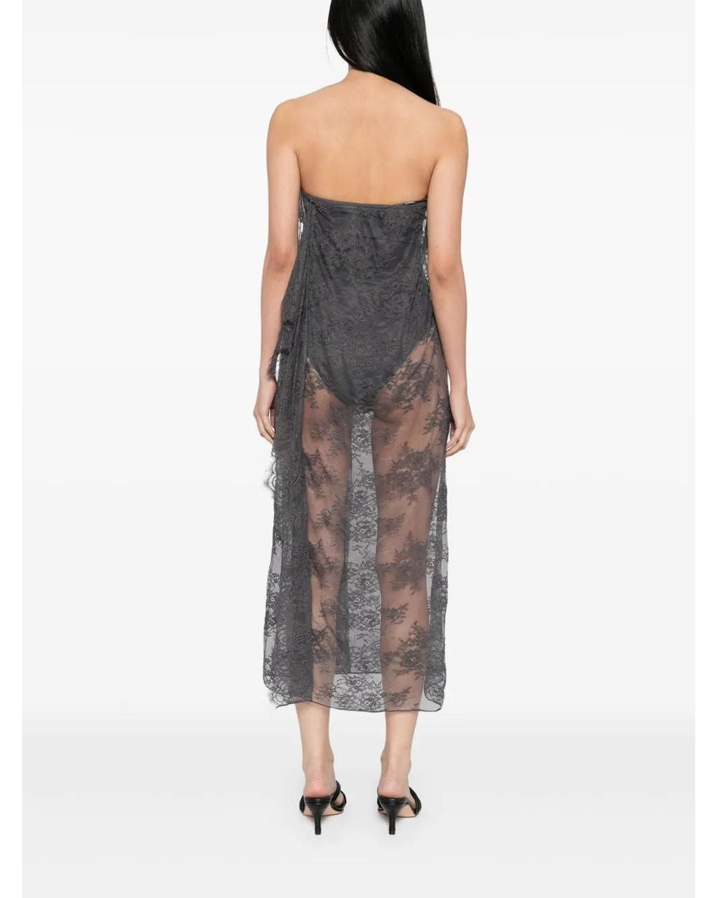 Christopher Esber Gray Floating Lace Dress