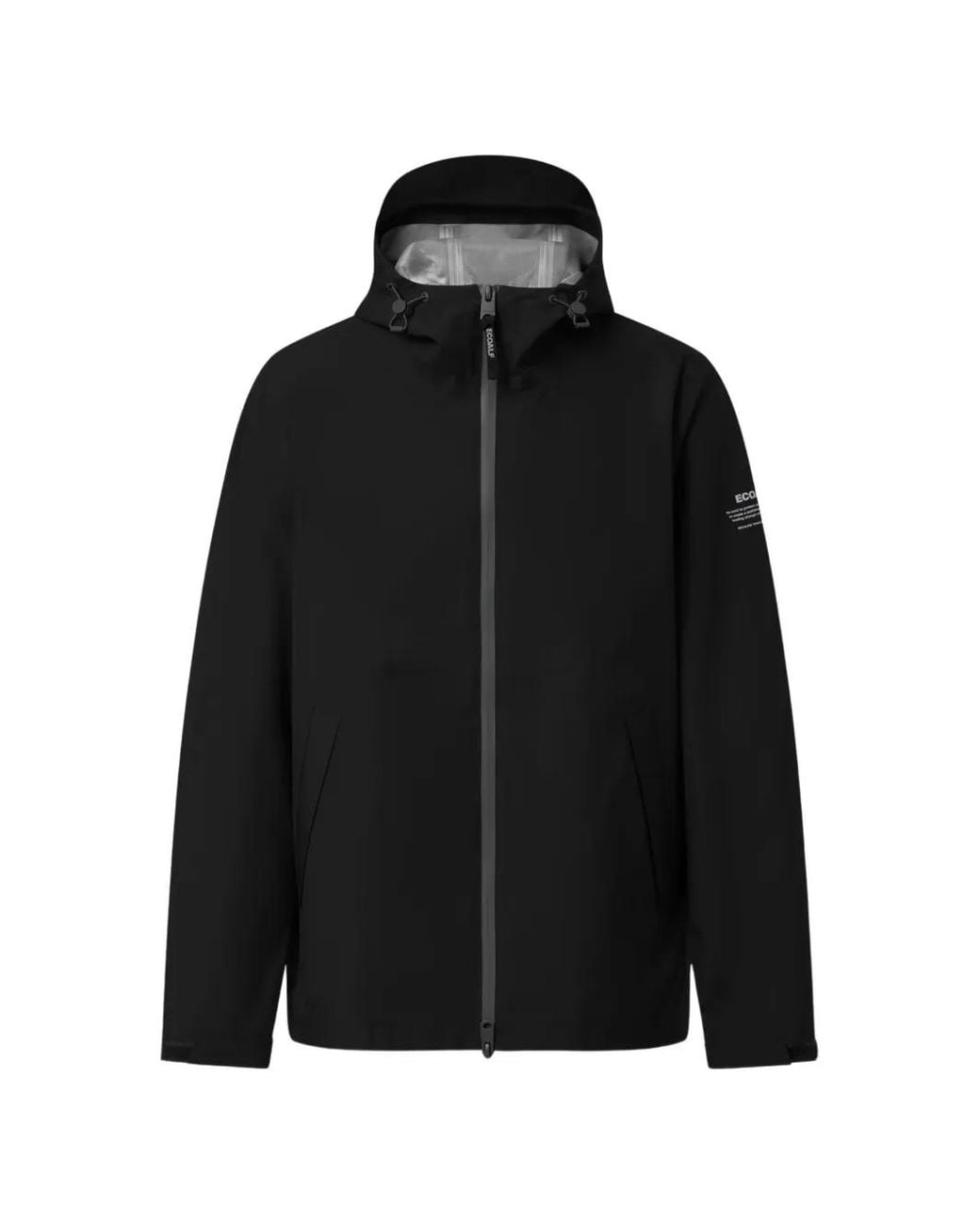 Ecoalf Black Diluvio Hooded Zip-Up Coat for men