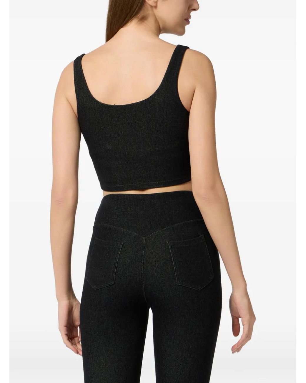 Philipp Plein Black Logo-Print Crop Top