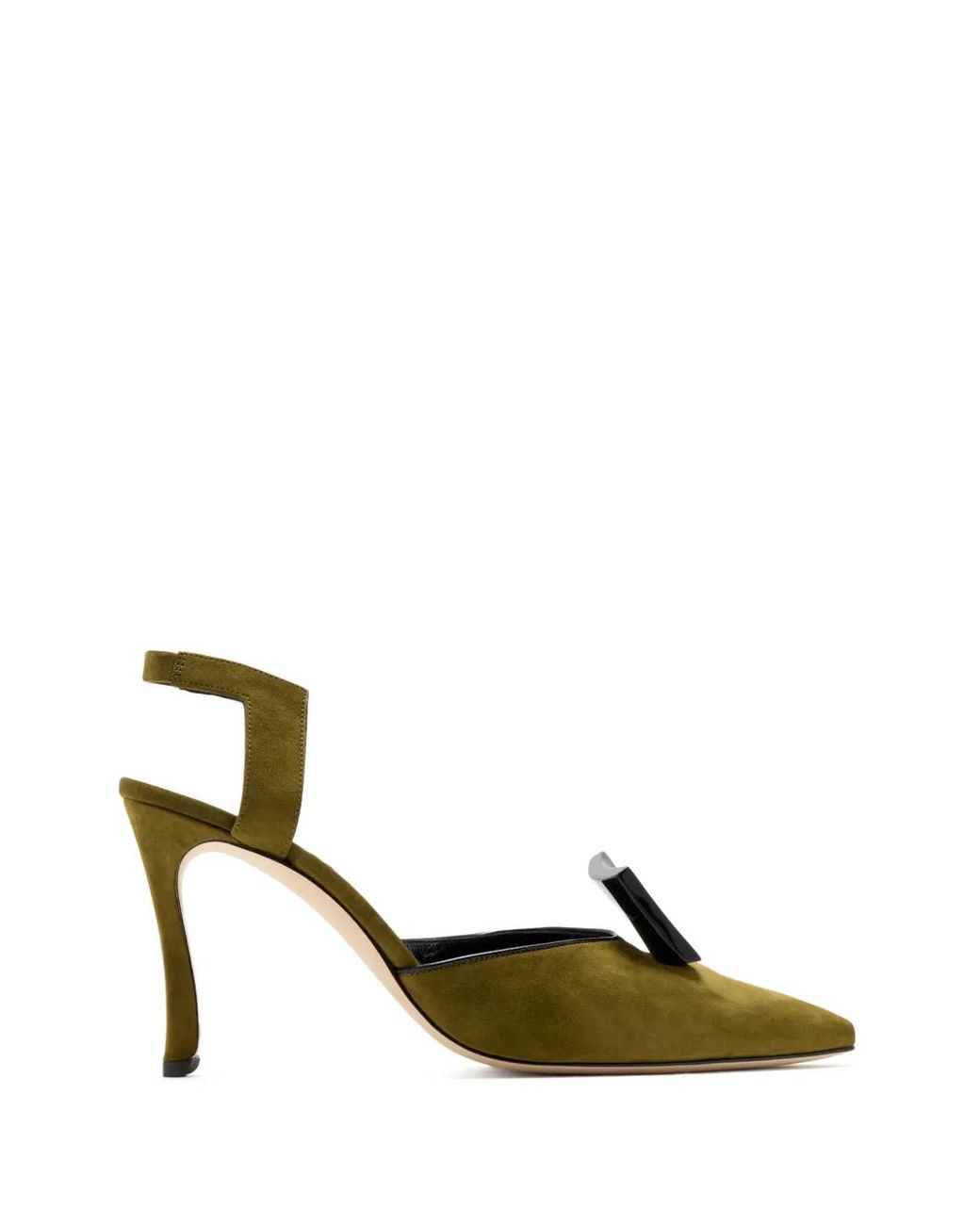 Manolo Blahnik Metallic Domitila Buckle-Detail Pumps