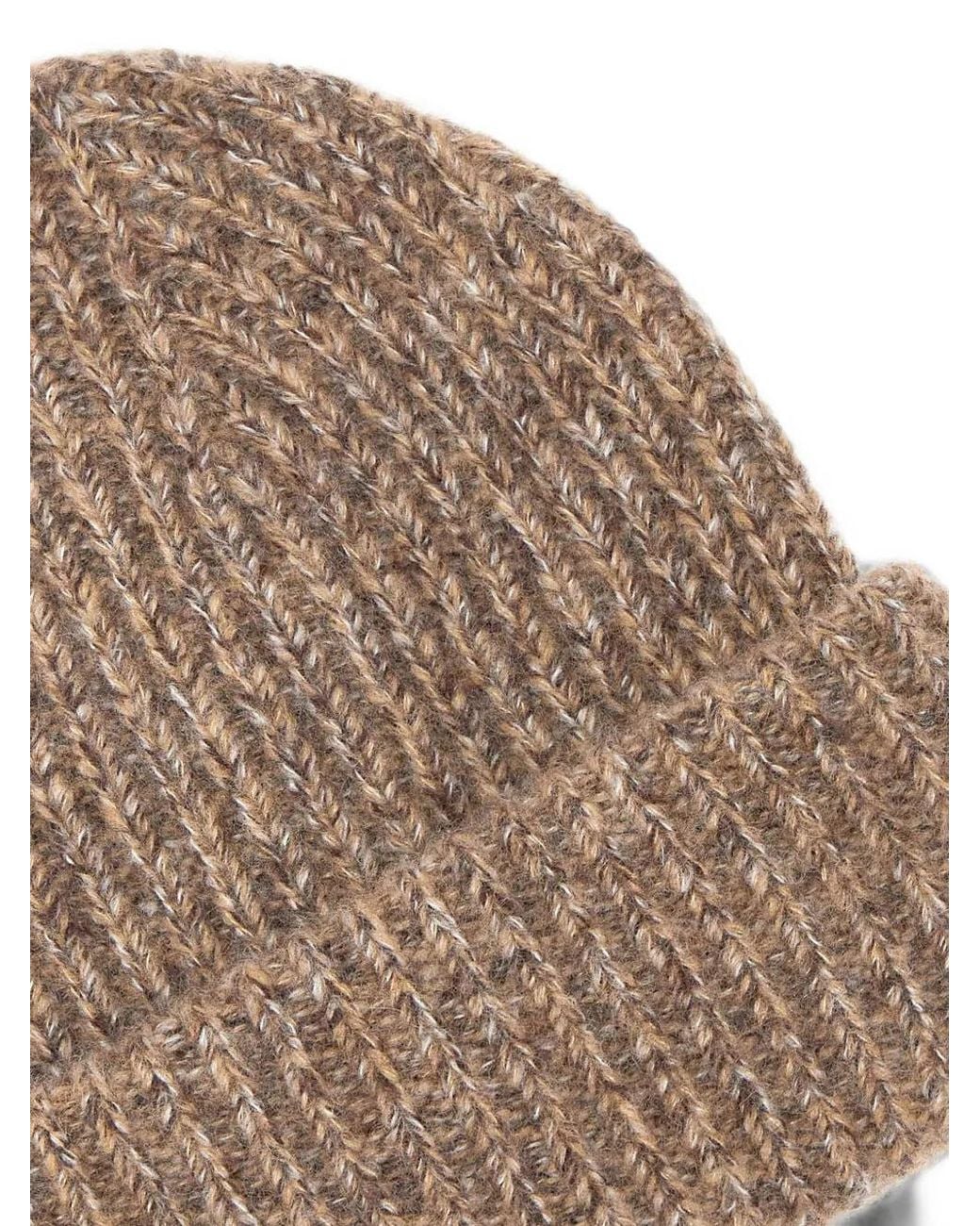 Soft Goat Brown Marled Ribbed-Knit Beanie Hat