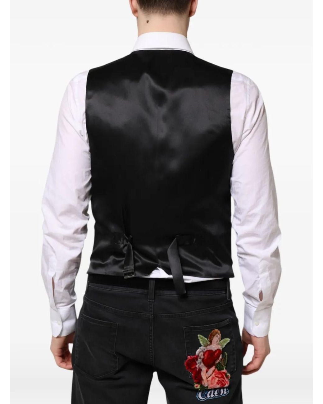 Dolce & Gabbana Black U-Neck Button-Up Waistcoat for men