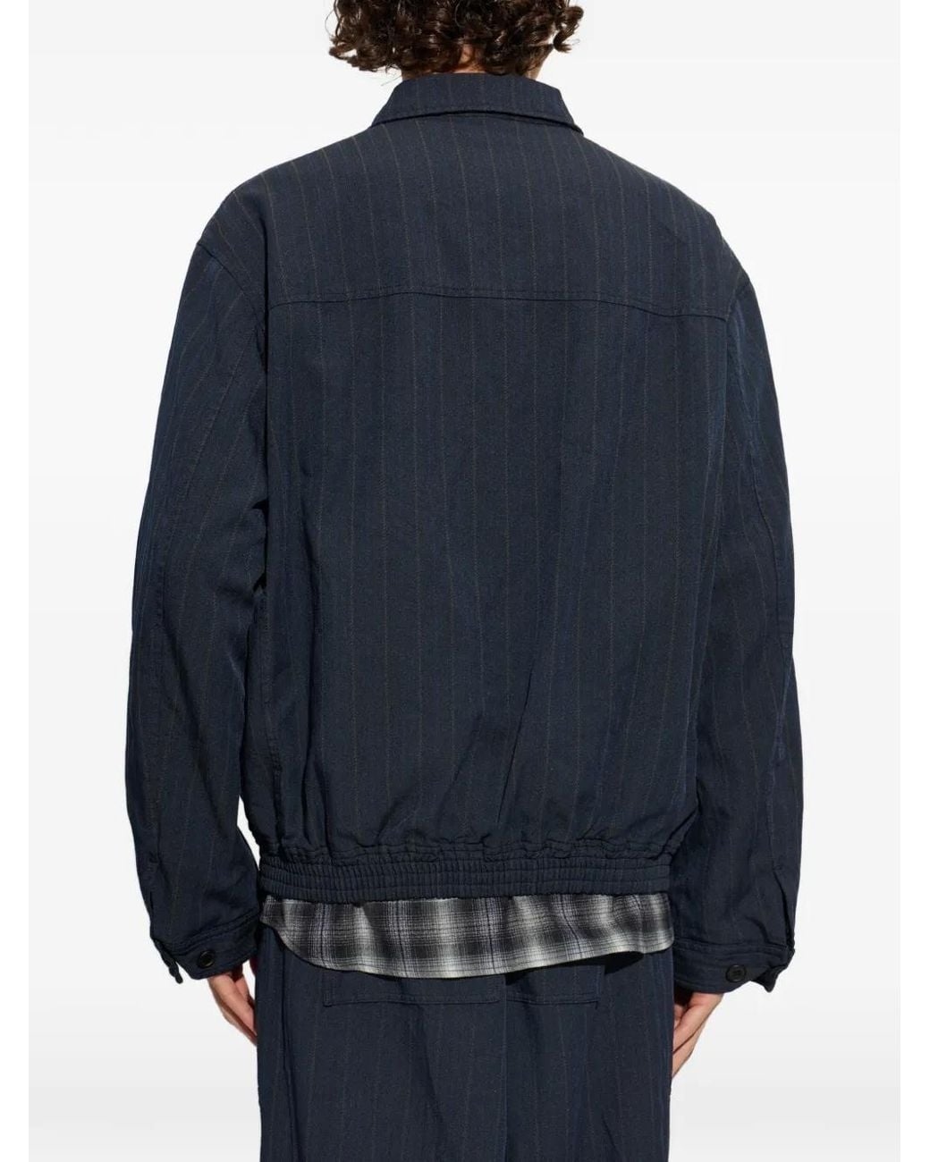 Comme des Garçons Blue Pinstripe-Pattern Jacket for men