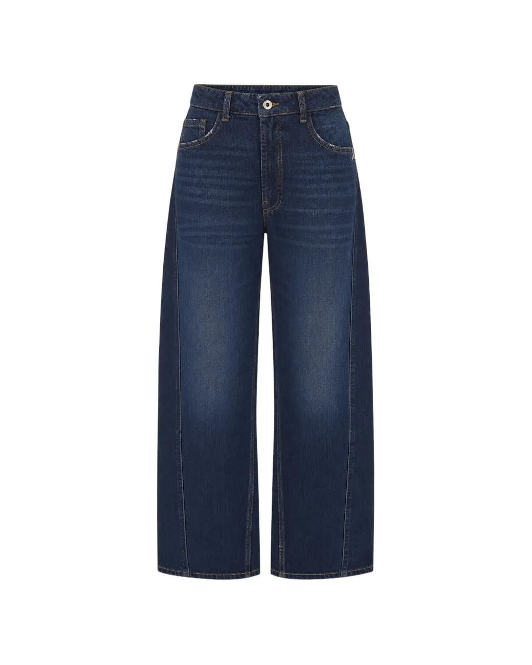 Patrizia Pepe Blue Washed Wide-Leg Jeans