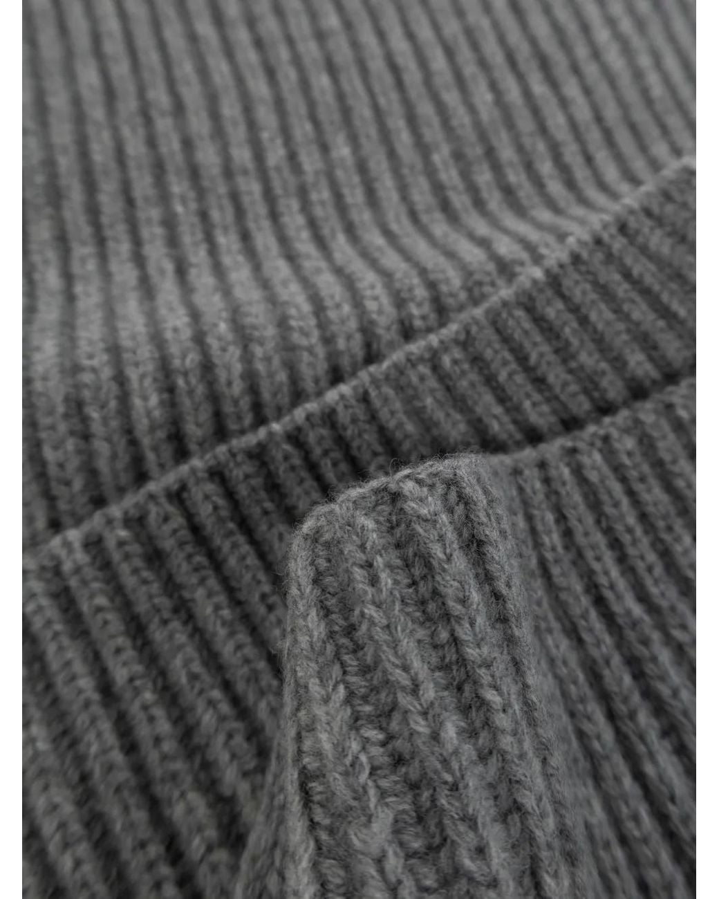 Canada Goose Gray Logo-Patch Ribbed-Knit Scarf