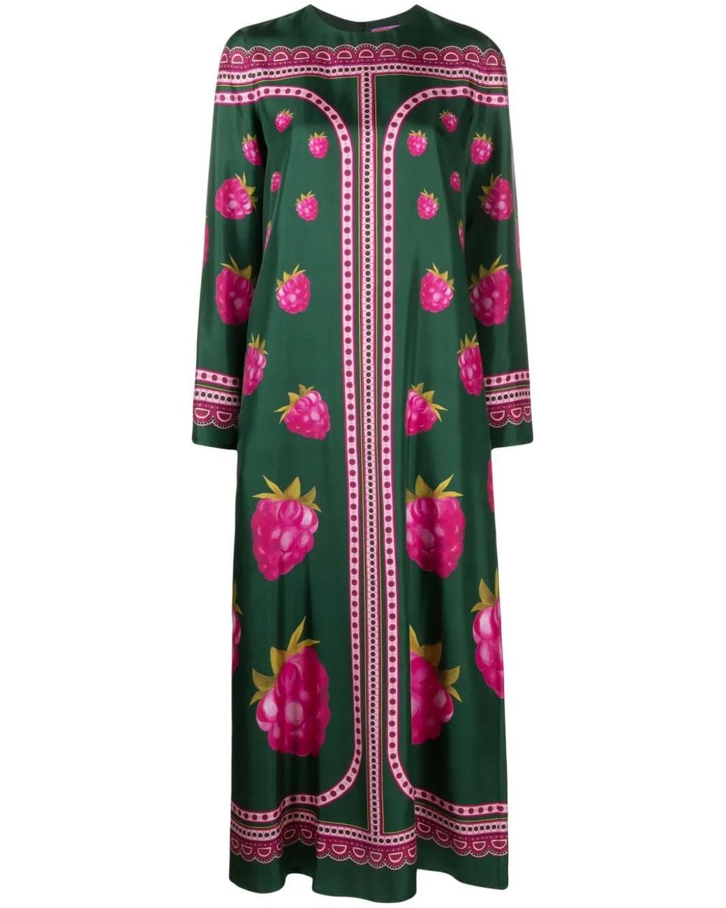 LaDoubleJ Green Graphic-Print Silk Maxi Dress