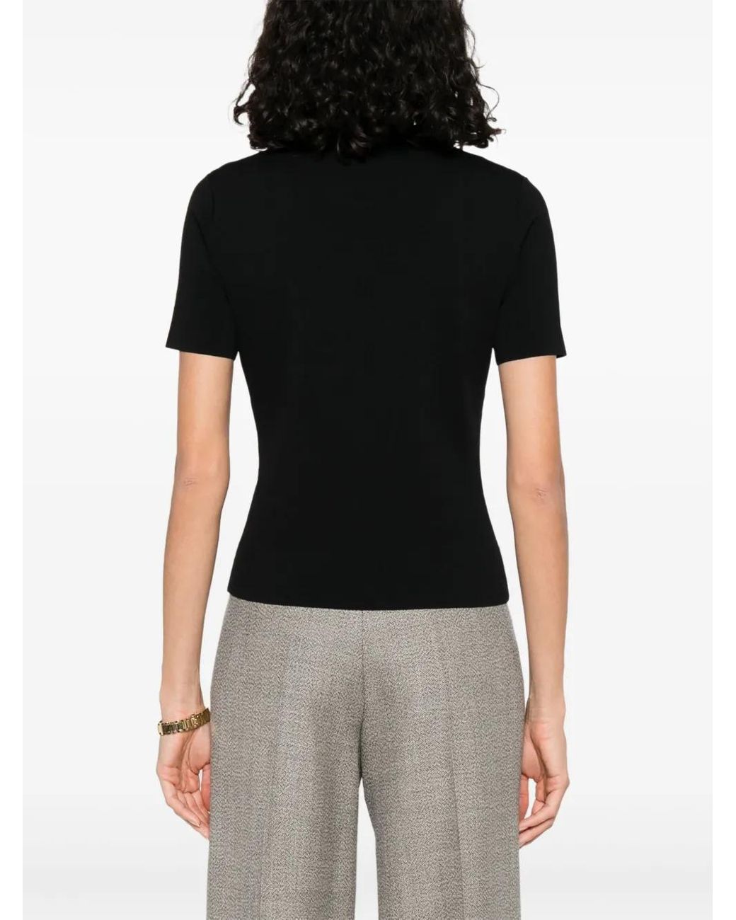 Max Mara Black Adelio Crepe T-Shirt With Logo