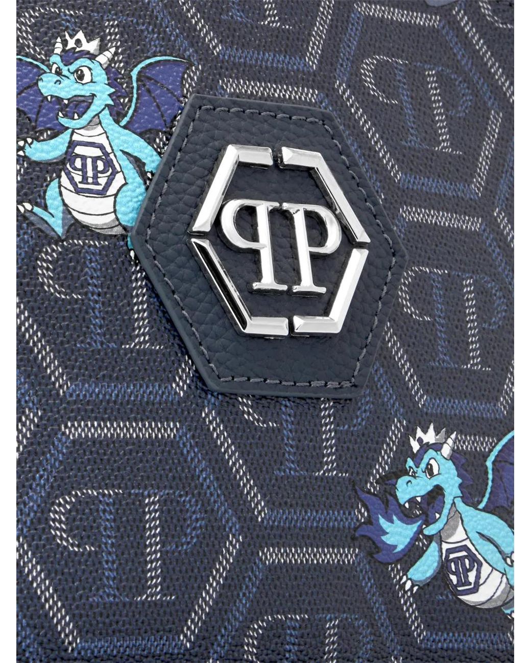 Philipp Plein Blue Crossbody Bag Dragons Monogram for men