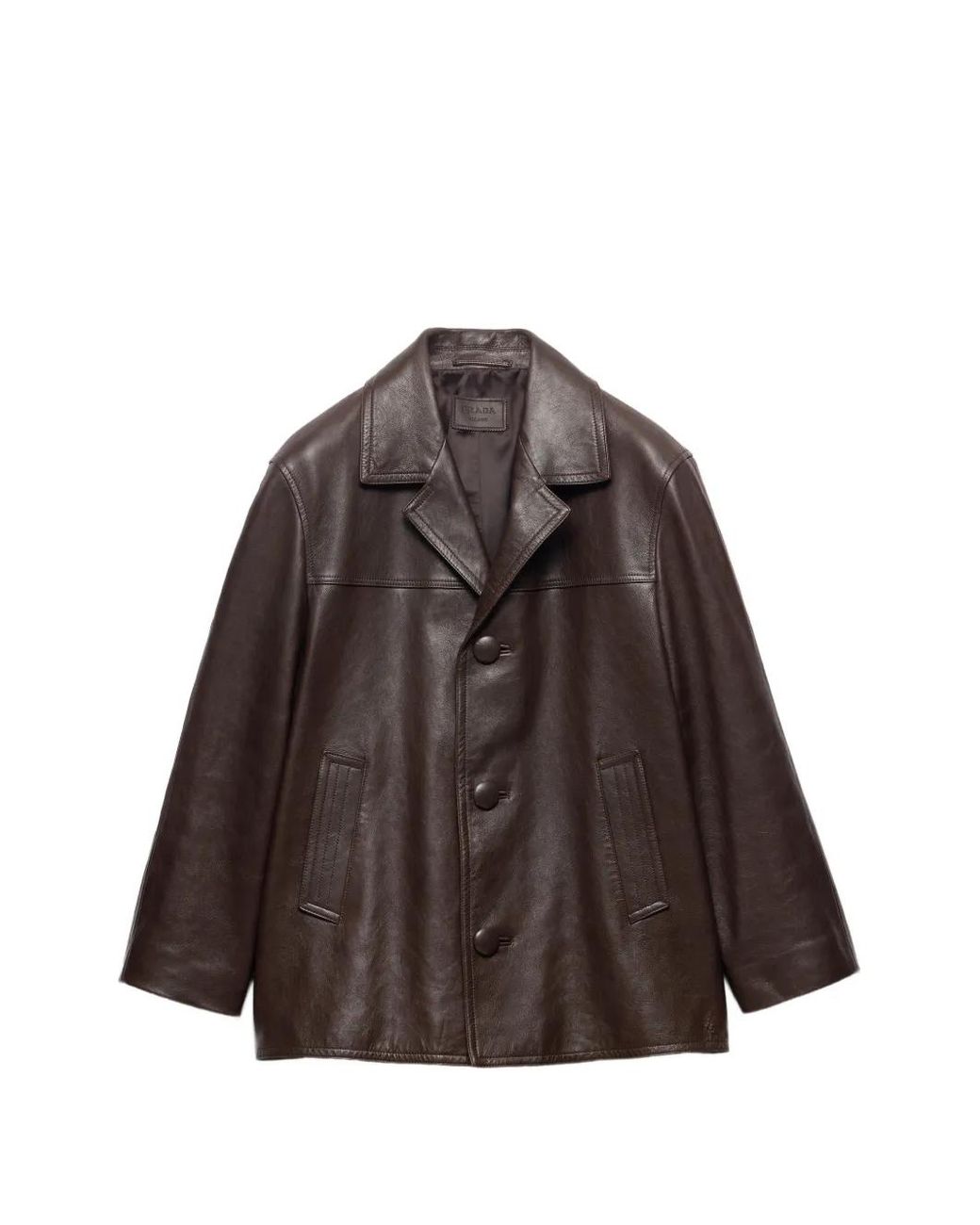 Prada Brown Nappa Leather Caban Jacket for men