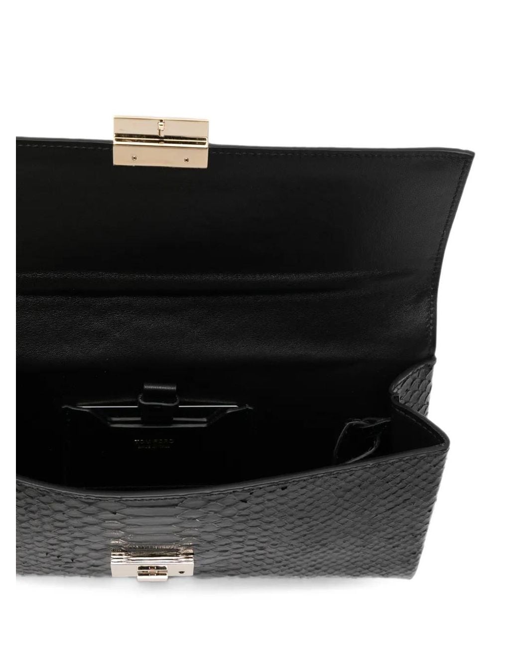 Tom Ford Black Python-Effect Leather Clutch Bag