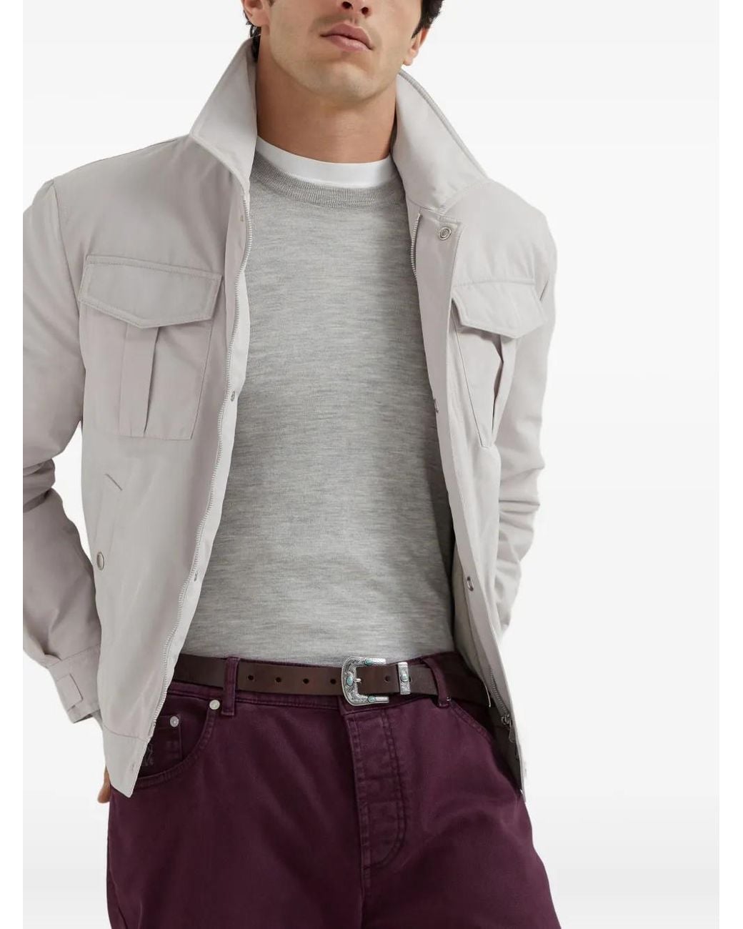 Pull Ample À Bords Nervurés Brunello Cucinelli pour homme en coloris White