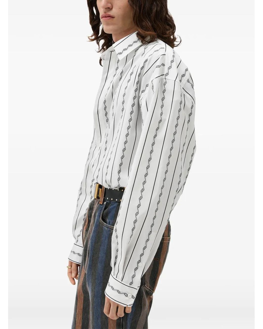 Versace White Tessuto Button-Down Shirt For for men