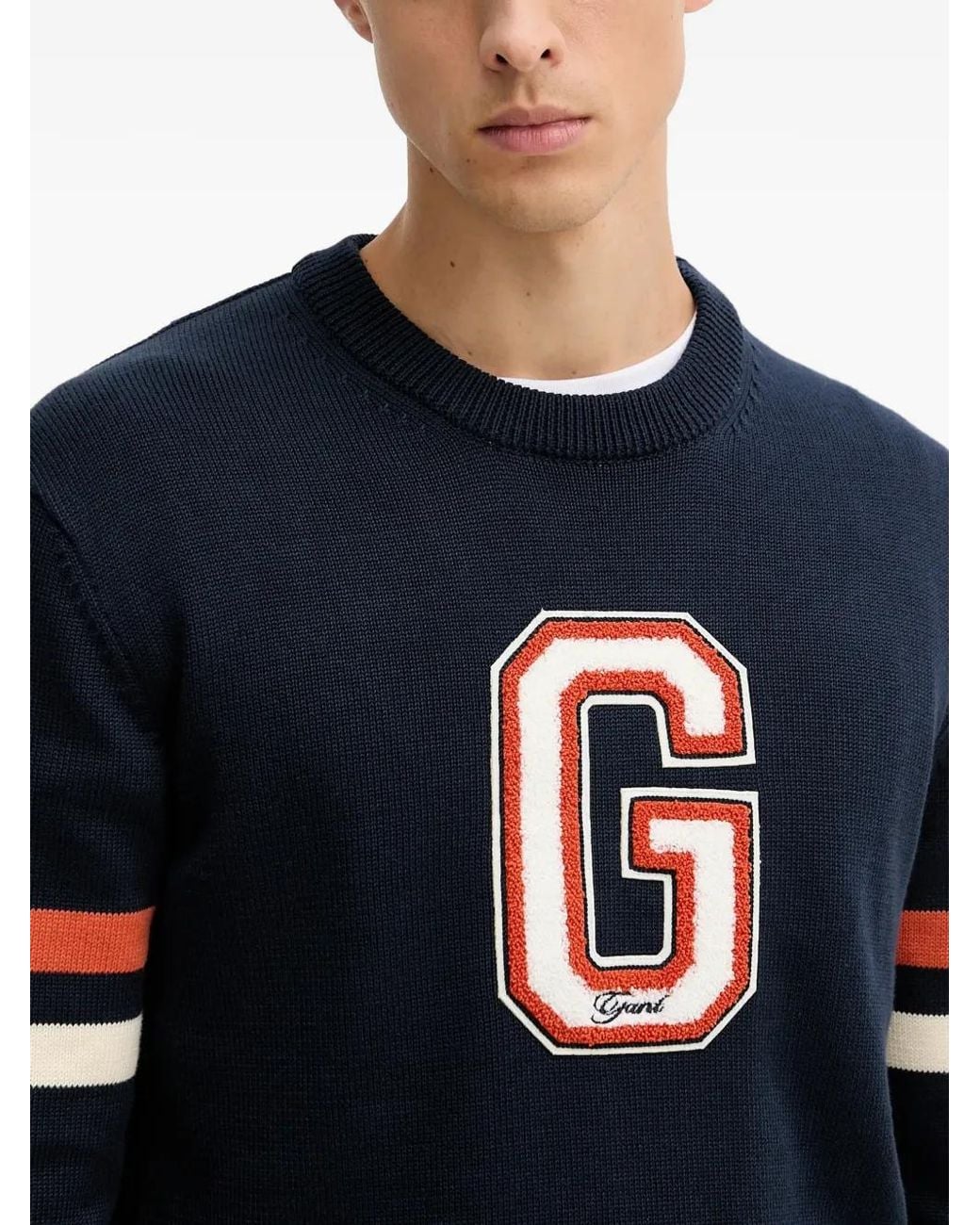 メンズ Gant ストライプスリーブ セーター Blue