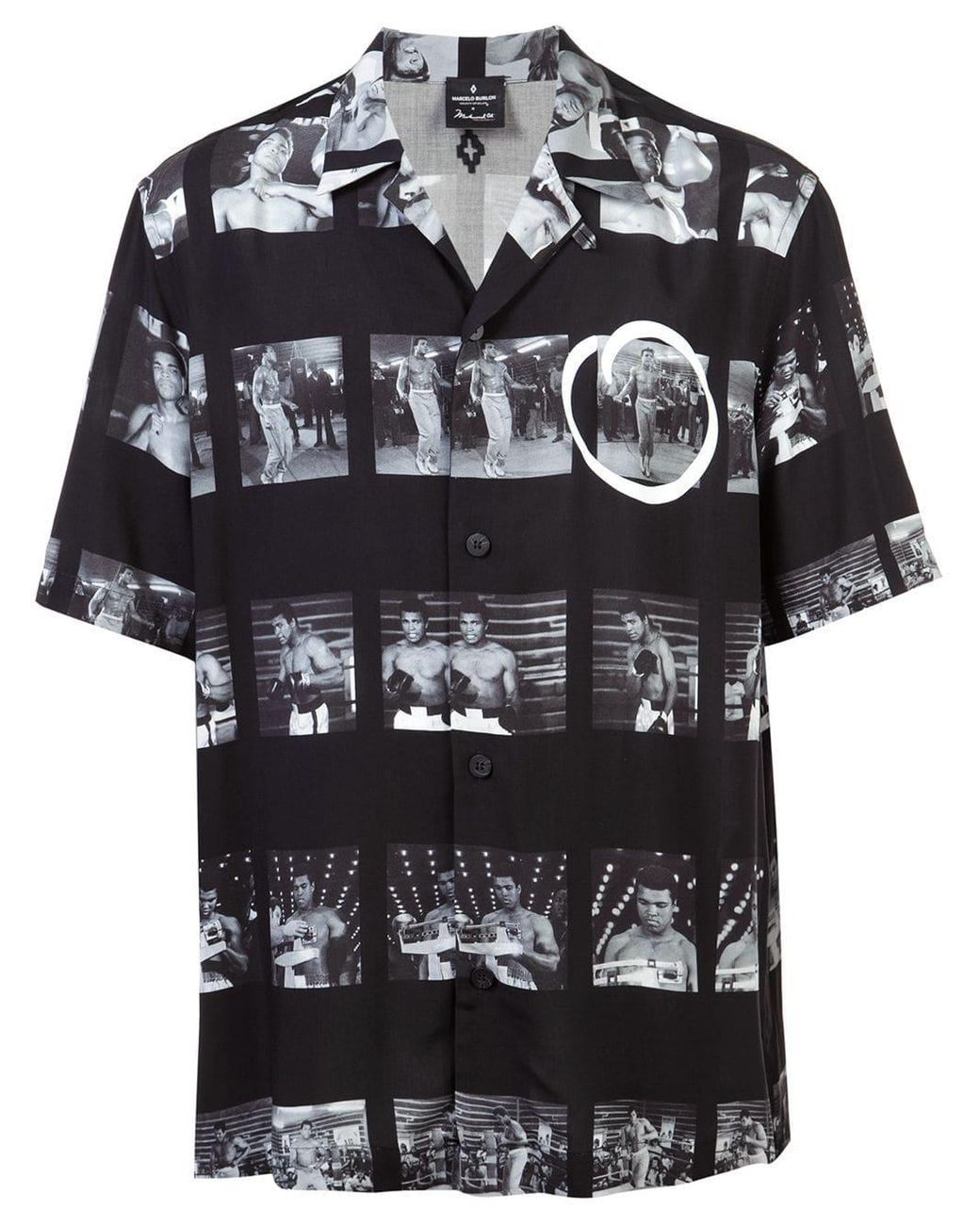 Marcelo Burlon Synthetic Muhammad Ali Photo Plain-weave Button 優待価格 Marcelo Burlon Muhammad Ali T-shirt Tシャツ/カットソー(半袖/袖なし)