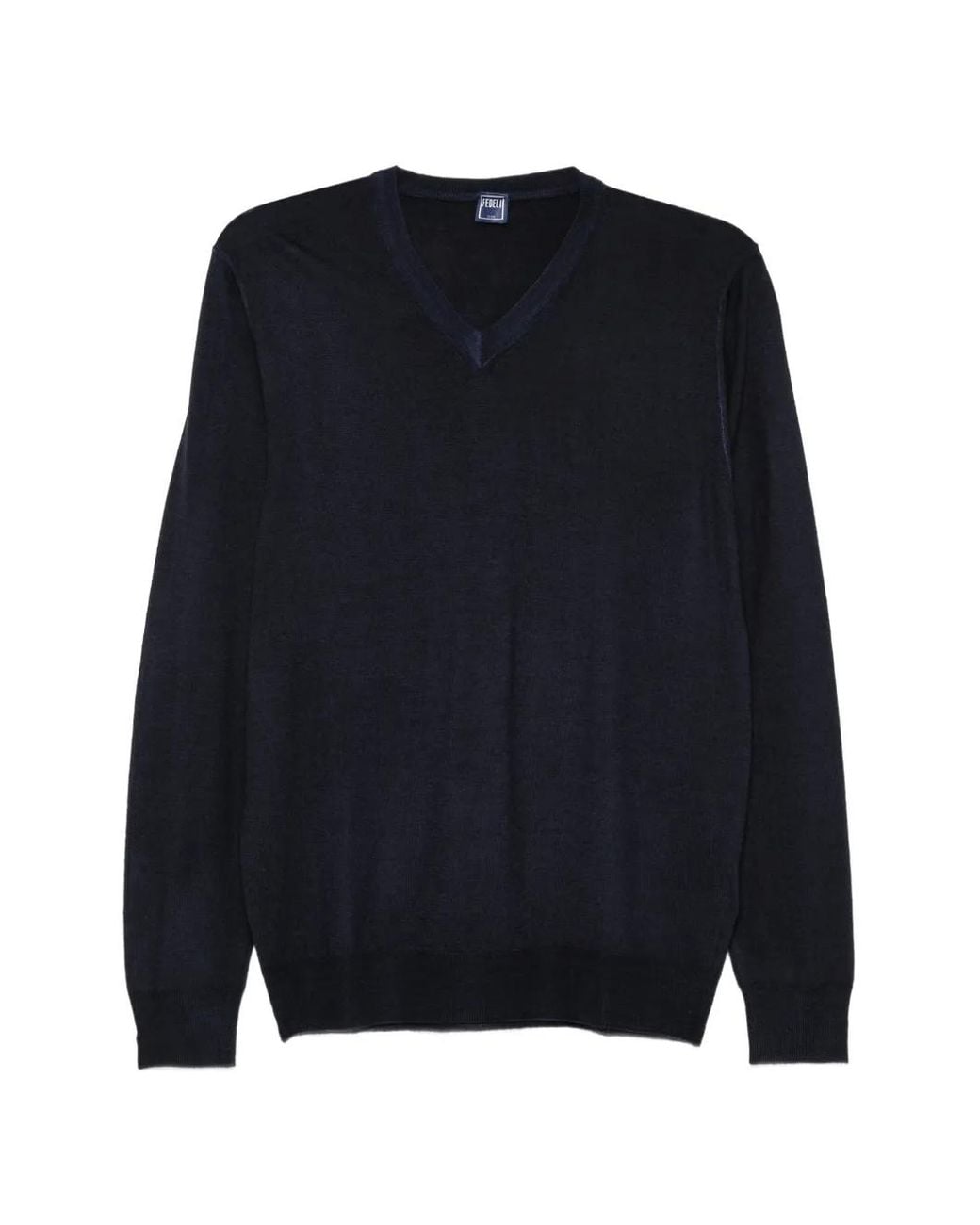 Fedeli Blue V-Neck Sweater for men