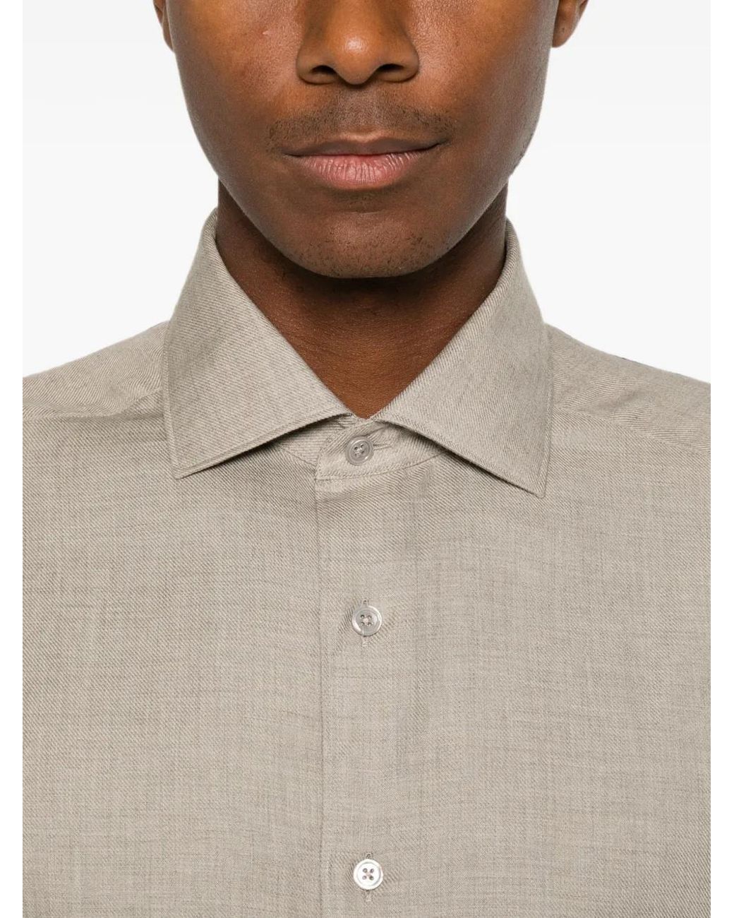 Zegna Natural Chemise Boutonnée À Manches Longues for men